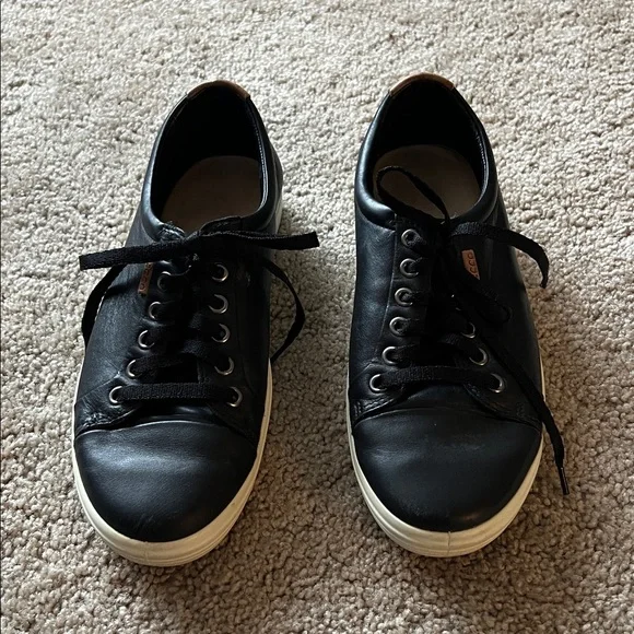 ECCO Soft 7 Women’s Black Leather Lace Up Sneakers Size 8 - Picture 2 of 16